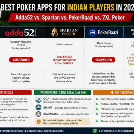 Best Poker Apps for Indian Players in 2026: Adda52 vs. Spartan vs. PokerBaazi vs. 7XL