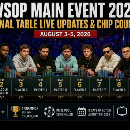 WSOP Main Event 2026 Final Table: Live Updates & Chip Counts (Aug 3-5)