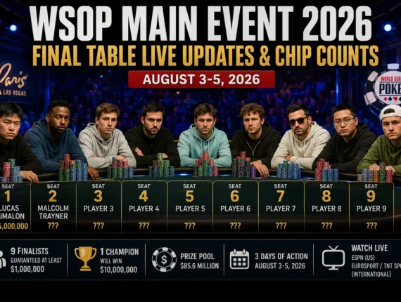 WSOP Main Event 2026 Final Table: Live Updates & Chip Counts (Aug 3-5)