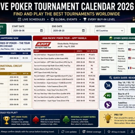 Live Poker Tournament Calendar 2026: Find and Play the Best Tournaments Worldwide