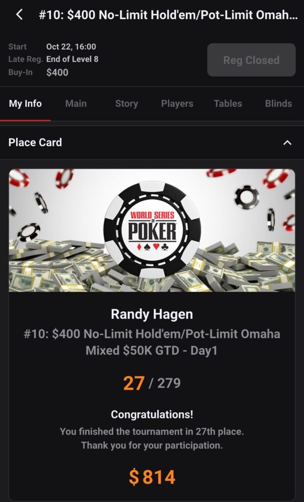 27th of 279 and a Cash: My WSOP Circuit Turning Stone $400 NLH/PLO Mixed Run