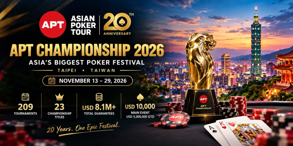 APT Championship 2026: Asian Poker Tour’s 20th-Anniversary Festival in Taipei