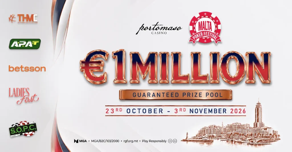 Malta Poker Festival Autumn 2026: €1M Grand Event at Portomaso