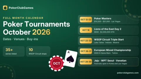 Upcoming Poker Tournaments October 2026: Full Calendar, Dates & Buy-ins